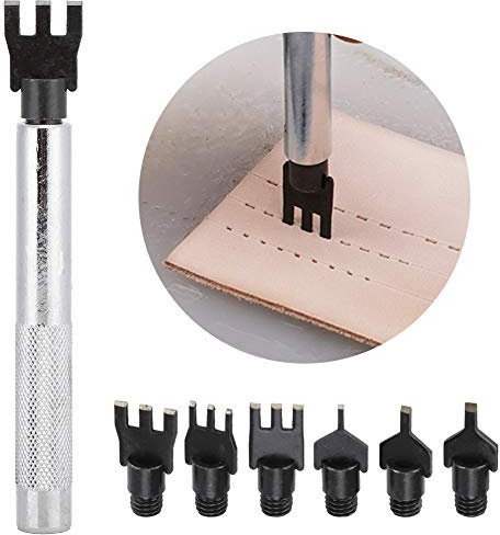 Cikonielf Juego de cinceles con Agujeros de Diamante, Herramienta de artesanía de Cuero DIY reemplazable, perforadores de Agujeros Planos, cinturón de Cuero, Herramientas de perforación artesanales