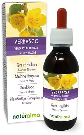 Verbasco o Tasso barbasso (Verbascum thapsus) fiori e foglie Tintura Madre analcoolica Naturalma - Estratto liquido gocce 120 ml - Integratore alimentare - Vegano