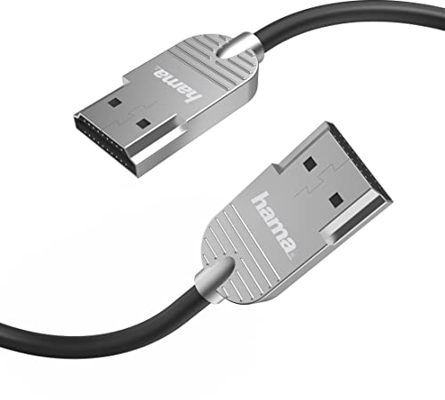 Hama | Cable HDMI 1m Ultra HD 4K (High Speed HDMI, Cable HDR con conector de metal, diseño, conexión PC a TV, proyector, Playstation, XBOX) Negro
