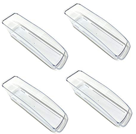 HAC24 4er Set Kühlschrank Korb Transparent Aufbewahrungsbehälter Organizer Kühlschrankbox Gemüse Obst Gefrierschrank Schubladenkorb 33 x 7,5 cm
