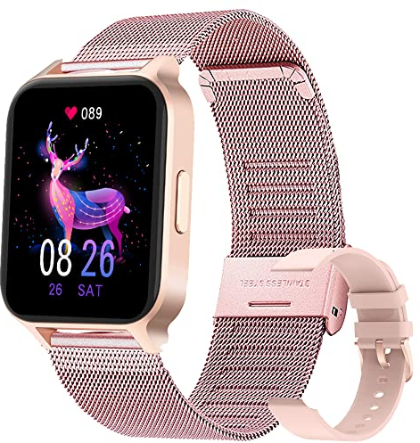Smartwatch Damen,Fitness Tracker IP68 Wasserdicht Smart Watch mit Aktivitätstracker Schlafmonitor,Sportuhr Fitnessuhr Pulsuhren Schrittzähler Uhr für iOS Android Handy