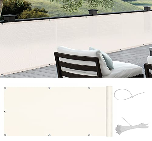 COOL AREA Brise-Vue pour Balcon HDPE Couverture de confidentialité Écran,Vent Protection UV Résistant aux,90x600cm,Beige