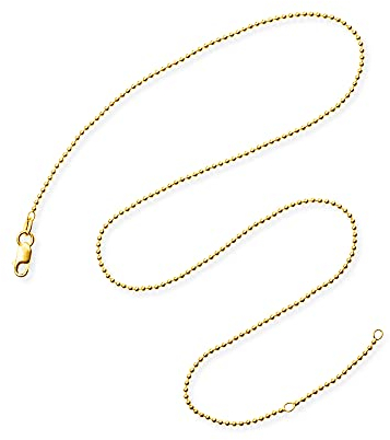 Drachenfels Feine Kugelkette aus Sterlingsilber goldplattiert mit Karabinerverschluss in der Länge 42 + 45 cm/Halskette aus 925 Echtsilber für Damen/D KK 52/AGG.
