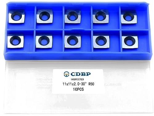 CDBP 11mm Square with 2Radius Carbide Inserts Cutters 11×11×2.0mm-R50 Replacement for Woodworking Fits SpiralHelical Planer Cutter Head Lathe Turning Tools, 10pcs