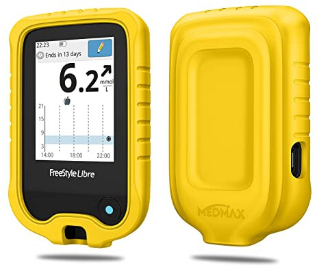 MEDMAX Silicone Case for Freestyle Libre 3, Lightweight Shockproof Anti Slip Protective Cover Soft Gel Skin with Raised Bezel, Yellow
