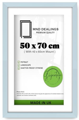 MND Dealings | MDF Luxury Gallery Frame (50 x 70 cm) With (23.62 x 15.74 Inch) White Mount Engineered Wood | 20 Inch x 28 Inch Art Print, Diploma, Poster, Home Frame [ Light Grey ]