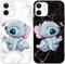 [2 Stück] Schutzhülle für Apple iPhone 12/12 Pro Hülle Stitch 6,1,Cartoon,Weiche Stoßfest TPU Silikon Anime Case mit Niedlich Muster Design Cover Handyhülle für iPhone 12