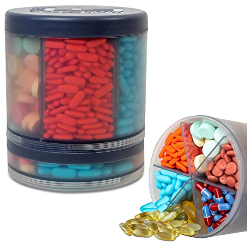 Monster Supplement Medication Pill Dispenser with 10 Adjustable Compartments - Extra Large Pill Bottle - Easy to Dispense (Monster Fit 10)