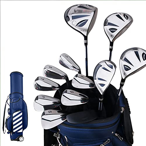 Komplett golfset för män, komplett set med golfklubbor för nybörjare, standard golfväska för golfbollar, högerhand golf för herr, kolaxel, paket med 12 st med vagnsväska
