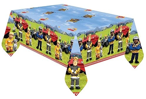 Amscan 9912961 - Tischdecke Feuerwehrmann Sam, 120 x 180 cm, Papier, Kindergeburtstag, Geburtstagsdeko
