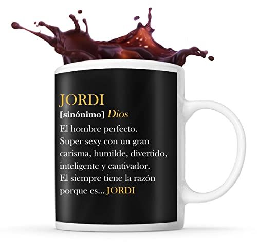 Taza con el nombre Jordi con definición humorística ideal para un regalo original
