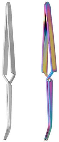 FOMIYES 2Pcs Nail Shaping Tweezers Pinch Nail Tool Stainless Steel for Acrylic UV Gel Tips C Curve Pinchers Sculpture Clip