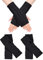 MELLIEX 2 Paar Handschuhe Fingerlos, Winter Pulswärmer Handschuhe Unisex, Strick Handstulpen Damen(Schwarz)