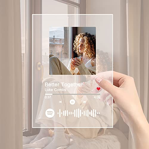 Placa Spotify personalizada, marco código música, arte cristal canción personalizado decoración escritorio para adultos sala estar boda para el mejor amigo padres día la madre
