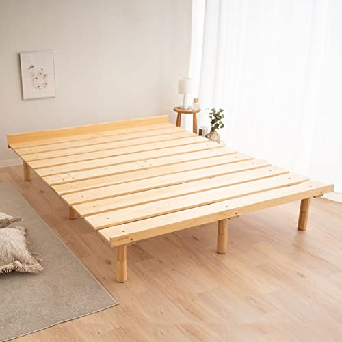 EMOOR Futonbett OSMOS 140 x 200cm für Japanische Futon-Matratze, Höhenverstellbar (5/18/31cm), Natur-Braun, Natürlich Kiefern Holzmöbel Japanischer Stil
