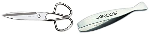 Arcos Serie Ecopro: Tijeras de Cocina Con Mango de Acero Inoxidable, 240 mm, Color Plata & Gadgets Profesionales - Pinza para Pescado, 110 mm, Color Gris