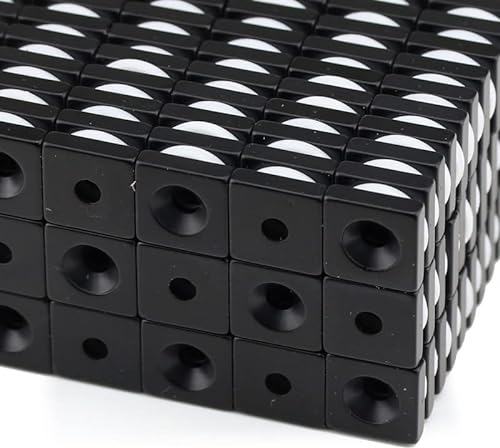 250 NEODYM Quader Magnete 15x15x4 mm 4,2 mm Bohrung Senkung Süd N40 3,8 KG Anschrauben Schwarz Epoxy