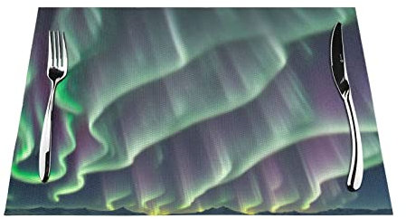 Aurora Tischset, hitzebeständig, rutschfest, Vinyl, gewebt, langlebig, waschbar, PVC, für den Innen- und Außenbereich, 30,5 x 45,7 cm, 6 Stück
