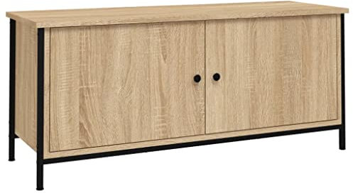 vidaXL Meuble TV avec Portes, Armoire de Télévision avec Compartiments, Meuble Télé avec Rangement Salon Salle de Séjour, Industriel, Chêne Sonoma Bois Ingénierie