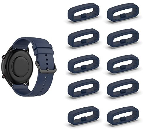 SMYAOSI Silikon Armbänder Schlaufe,Ersatzband Band Loops, Armband Schlaufe,10 Stück Uhrenarmband Halter Keeper Verschlussring Ersatz Schlaufen für Watch 18mm/20mm/22mm armband (20mm, Blau)