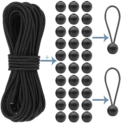 Spanngummis mit Gummiseil 4 mm,Planenspanner,Spanngummi mit Kugel,Expanderseil Gummischnur 10m,Spanngummis mit 30 Kugel,Gummiband Rund für Planen Zelt