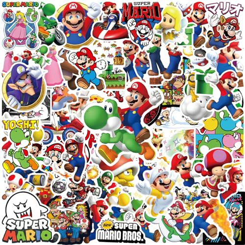 Dekewe Mari Aufkleber Kinder, 100 Stück Anime Sticker Gaming Sticker, Wasserfester Vinyl Aufkleber für Laptop Scrapbook Skateboard Motorrad