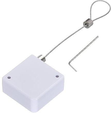 sourcing map Retractable Cable Lock with Double-Sided Adhesive Remote Control Security Lock for TV, DVD,Showroom,Remote,600g 1Set White