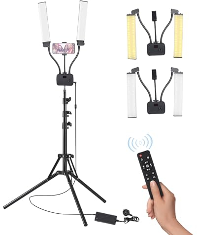 Andoer Tattoo Lampe 50W, Wimpern Lampe, Kosmetiklicht, LED Videoleuchte mit Stativ (39-200CM),Lichtstärke (10%-100%),3000-6500K, CRI 90+ für Make-up