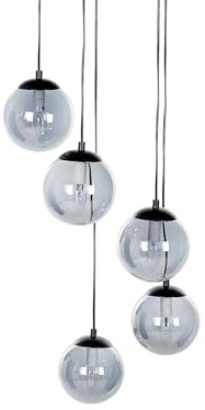 Beliani Hängelampe mit 5 Schirmen Kegelform Rauchglas schwarz/transparent modern Noel