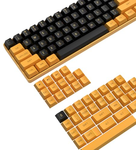 MAMBASNAKE 150 Teclas PBT Juego de Teclas de Doble Disparo,Perfil OEM,ANSI US Diseño para 61/68/87/98/104/108 Teclado Mecánico,Compatible con Interruptores Cherry MX Gateron Kailh (Oro Negro)
