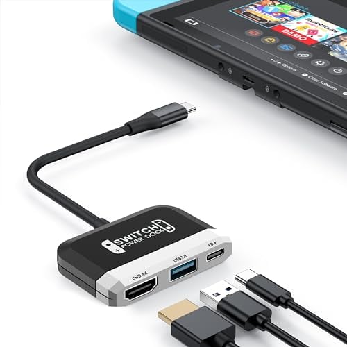 Switch Dock for Nintendo Switch/OLED Switch,3-in-1 Mini Switch TV Dock with 4K HDMI USB 3.0 Port USB C PD 100W Charging,Travel Portable Dock for Switch