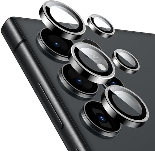 KK KENIK Camera Lens Protector For Samsung Galaxy S24 Plus, Individual Lens Protectors, Scratch-Resistant Ultra-Thin Tempered Glass with Aluminum Edging Case Friendly (Black, Samsung Galaxy S24 Plus)