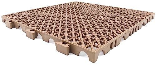 30 Dalles PVC Renforcëes Marron ≈3,3m² Garages, Detailing Auto, Ateliers | Passage voitures et machines. Limite les glissades, drainage efficace. Idéal réserves, caves, celliers et zones humides.