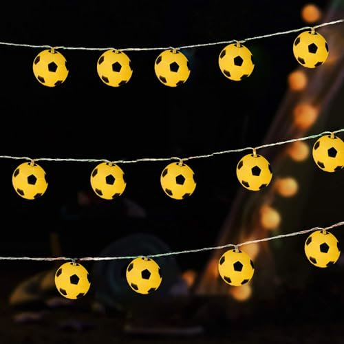 Riaxuebiy 1.65M 10LEDs Fußball Lichterkette USB-Stecker Lichterkette für Sportbälle für Kinder Jungen und Fußballfans Weltmeisterschaft Geburtstagsfeier