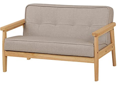 DGBAOBEI Kinder-Sofa, PVC-Leder, Armlehn-Couch, Holzrahmen, Beine, 2-Sitzer, Kindersofas für Jungen und Mädchen (Hellgrau)
