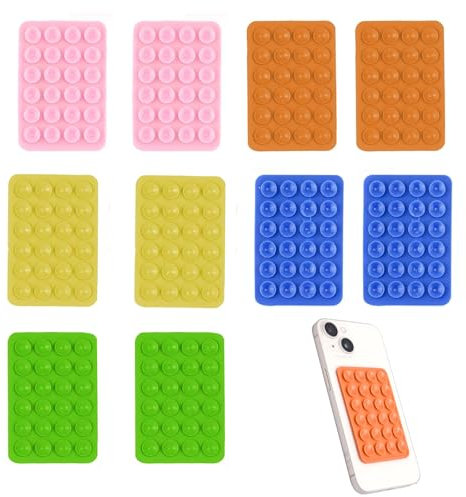 10 PCS Suction Cup Mobile Phone Holder, Mobile Phone Silicone Suction Cup, Phone Suction Pad, Silicon Adhesive Phone Stand Sticky, Hands-Free Suction Phone Holder for Selfies and Videos