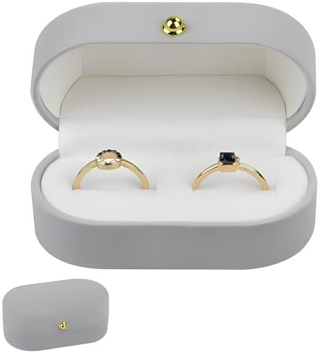 Ringbox 2-Ringe In Einer Leichten Und Glatten Ringbox, Ringbox Hochzeit Grau, Ringschatulle Handgemachte Ring Box Für Vorschlag, Hochzeit Und Tägliche Lagerung, Ring Box
