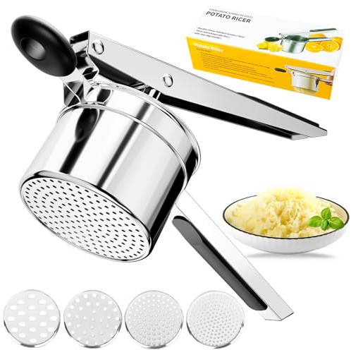 Potato Ricer Stainless Steel With 4 Interchangeable Discs