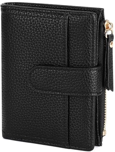 RRANCharltu Portefeuille Femme Cuir, Porte Monnaie Femme Petit Portefeuilles et Porte-Cartes avec Fermeture éclair Poche à Monnaie, Noir