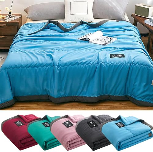 Kühldecke, Kühldecke Bett, Sommerdecke, Eisdecke für alle Jahreszeiten, Leichte-Kühldecke, Kühlere Bettdecke, Bettdecke Ohne Bezug, Muttertagsgeschenk (Blue, 100x140 cm)