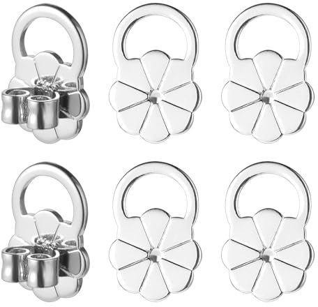 6 Stück Ohrstecker Verschluss Einstellbare Silber Hypoallergen Ohrringheber Ohrring Verschlüsse Ohrring Lifter für Earring Lifters Backs Ohrmuschelheber Damen(Silber)