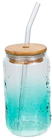 Alipis Lata De Vidrio De Colores Hogar Taza Forma De Lata y Pajita Práctica para Café y Leche