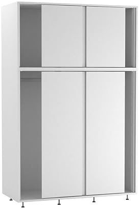 URBNLIVING 6-Door Sliding Wardrobe, Modern Freestanding Bedroom Storage with Smooth Sliding Doors, Adjustable Feet & Hanging Rail - Spacious & Stylish Closet for Organised Living