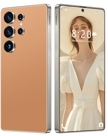 ULUCAN S25 Ultra Cheap Smartphone with 7.3inch HD Drop Screen, 5G Global Version Mobile Phones Multi-Language Support, Waterproof, Fast Charge, Dual Sim Card,Orange-1TB