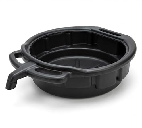 GEAR4GARAGE 15 Litre Oil Drain Pan – Professional Black Fluid Catch Tray with Pouring Spout for Workshop Use