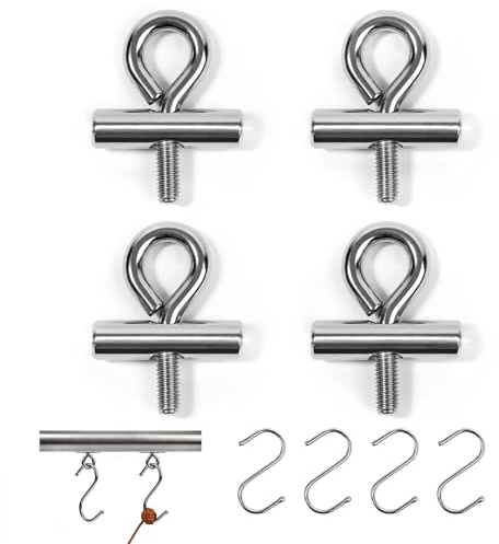 ZSSZD 4PCS Awning Rail Stoppers 8mm, Stainless Steel Piping Stopper with 4 Hooks, Caravan Awnings Accessories Blocking Kit for Campervan Tent Motorhome Hammock