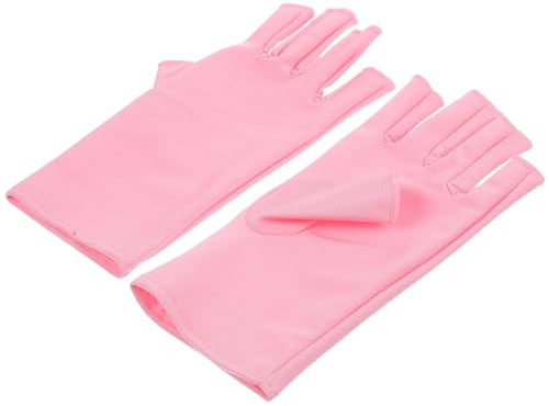 ABOOFAN Nagelkunst UV Handschuhe Fingerlos Elastische Nagelschutzhandschuhe aus Dehnbarem Material Rosa Schützend für Maniküre und Nageldesign