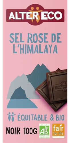 ALTER ECO - Chocolat Noir Bio 60% au Sel Rose de l'Himalaya - Tablette de 100g - Le Lot De 5