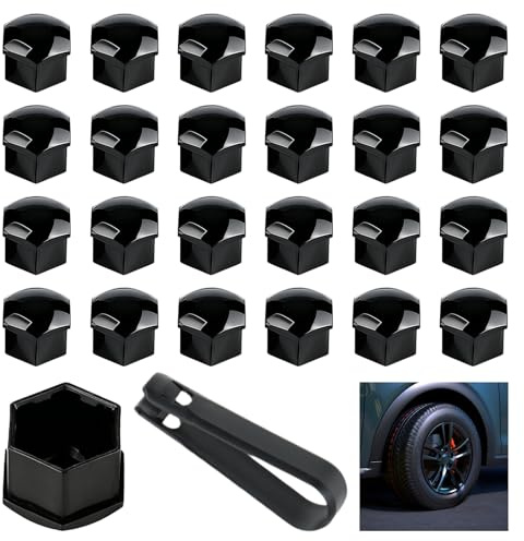 FinalCool 25 Pièces 19mm Cache Ecrou - Capuchons de Boulons de Roue Universels - Boulon Ecrou Couvre pour Ecrous de Roue avec Outil de Démontage, Voiture Roue Bouchon