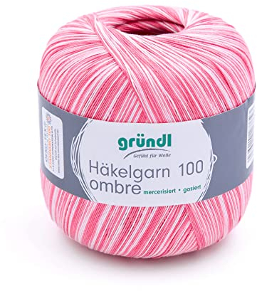 Gründl Häkelgarn 100 ombré (mercerisiertes Baumwollgarn zum Häkeln aus 100% Baumwolle, 100 g / 566 m, Nadelstärke: 1,5-2, 1 x 100 g), Orchidee